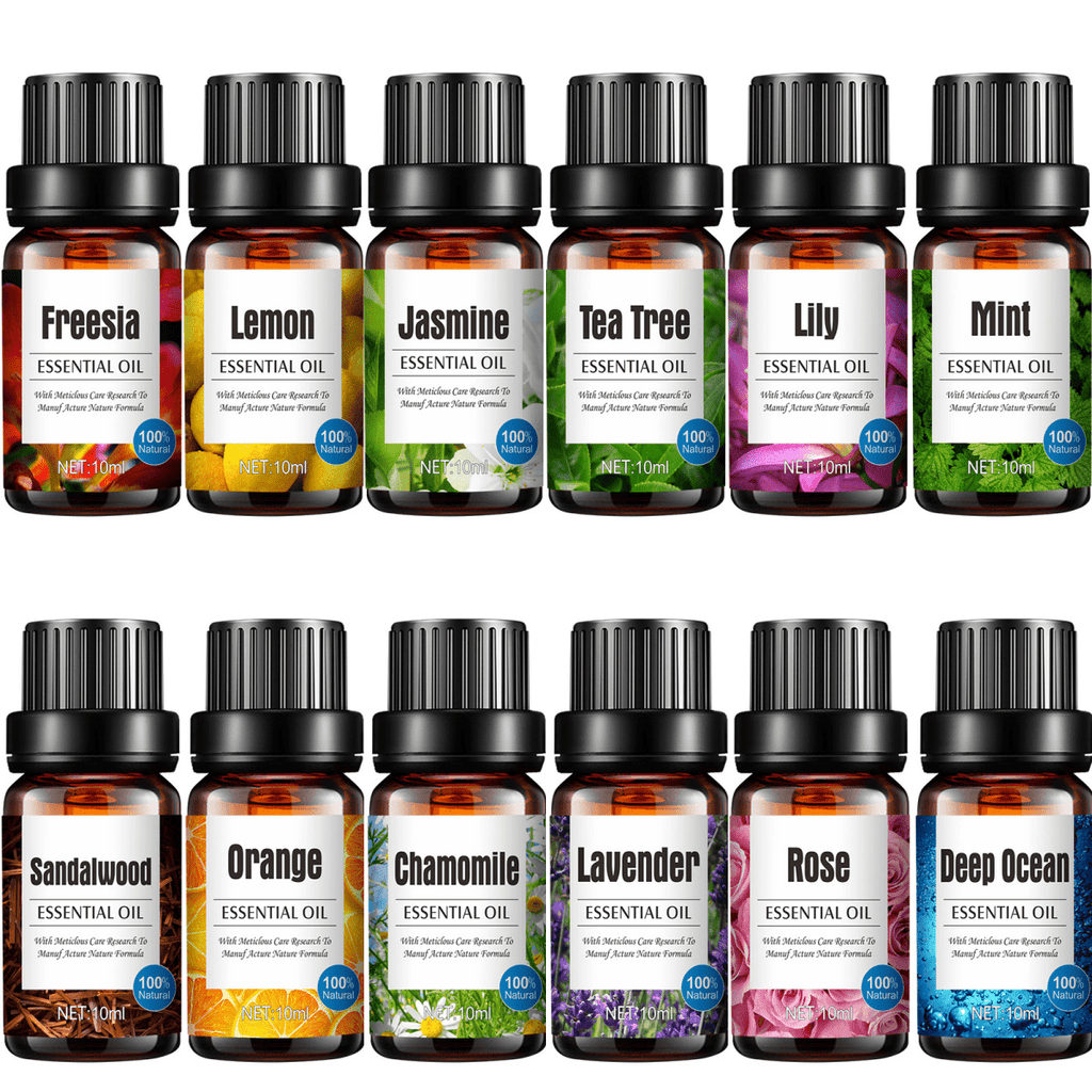 Coffret d’huiles essentielles Lavande, citron, menthe, camomille, mer profonde et rose, parfait pour diffuseurs et humidificateurs, aromathérapie relaxante.