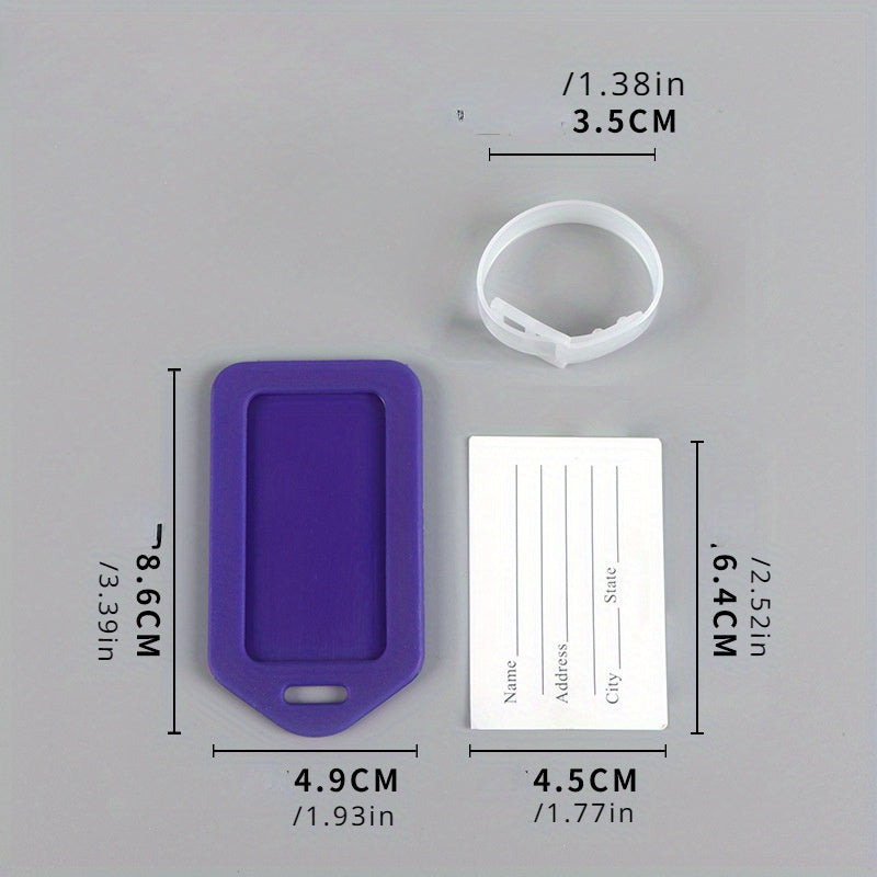 Lot de 10 étiquettes bagages en plastique, pratiques pour valises et sacs, avec identification nom et adresse, usage voyage ou bureau.