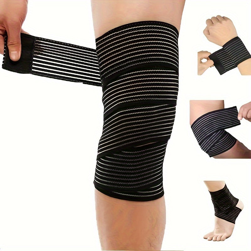 Bandage de Compression Élastique : Maintien ajustable pour cheville, poignet, genou et cuisse, respirant, idéal protection sportive et soutien musculaire.