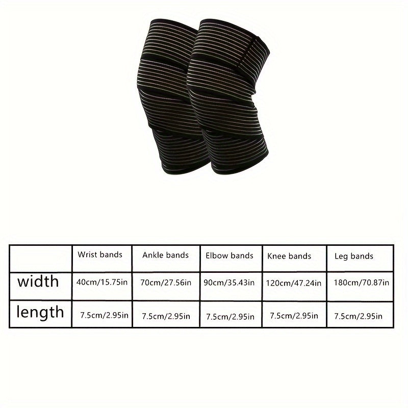 Bandage de Compression Élastique : Maintien ajustable pour cheville, poignet, genou et cuisse, respirant, idéal protection sportive et soutien musculaire.