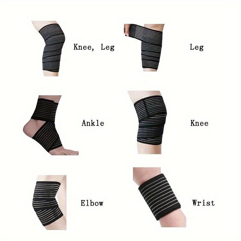 Bandage de Compression Élastique : Maintien ajustable pour cheville, poignet, genou et cuisse, respirant, idéal protection sportive et soutien musculaire.