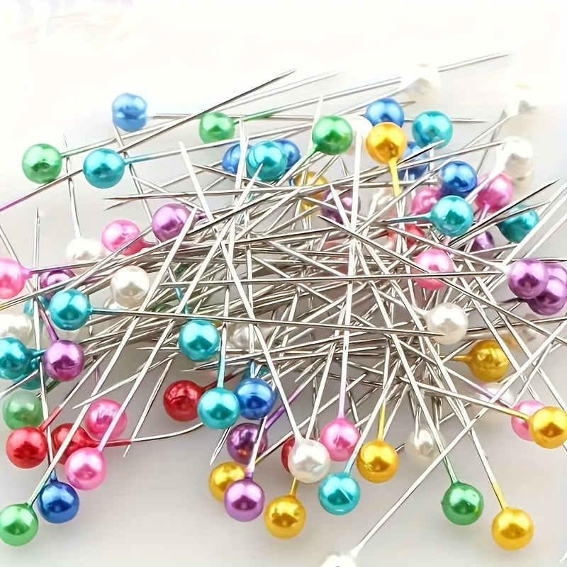 100 épingles droites nacrées multicolores pour couture, idéal pour DIY, fixation précise et accessoires de création mode.