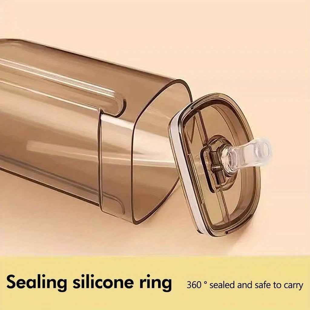 Gourde isotherme en forme de bus, 500 ml, paille et sangle, réutilisable en polycarbonate, à laver à la main.