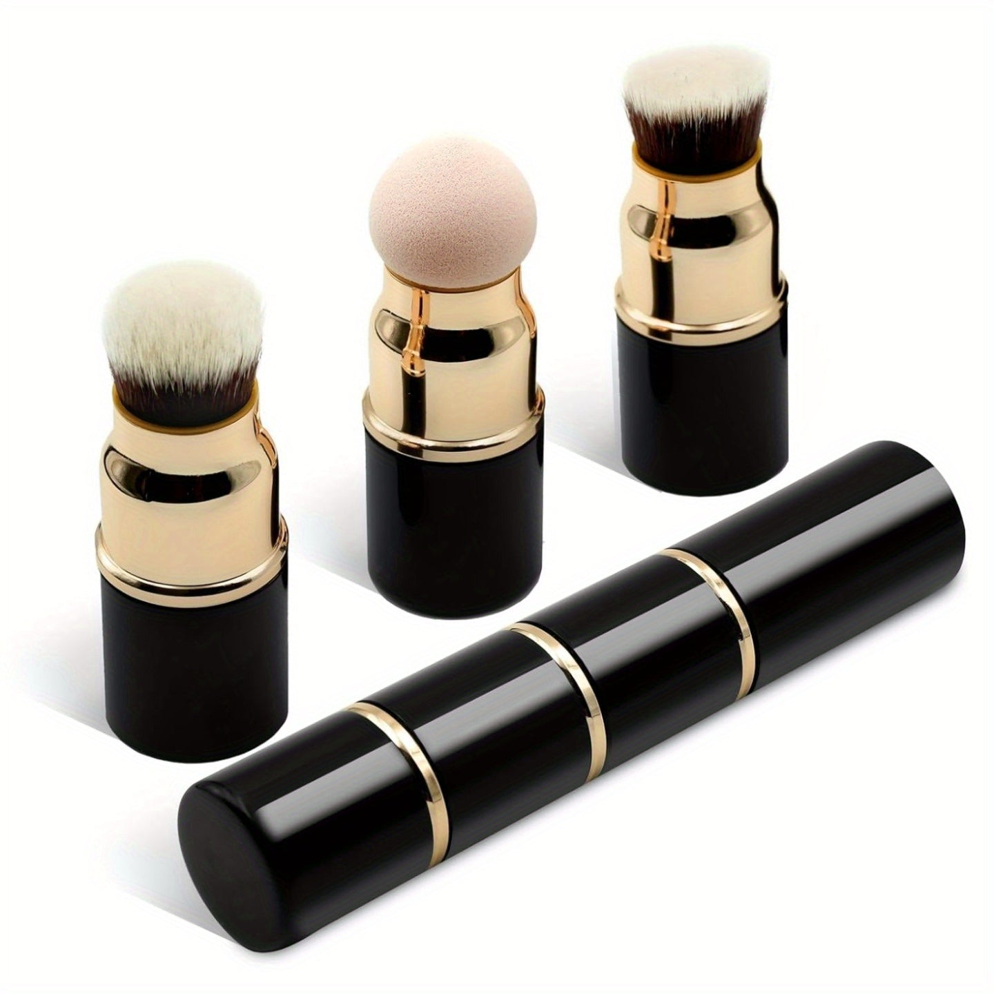 Set professionnel 3-en-1 de pinceaux maquillage, poils nylon, manches ABS, sans huile, adapté à tous types de peau, idéal voyage.