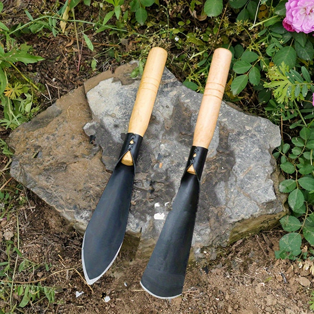 Lot de 2 pelles de jardin en métal, outils manuels pour creuser, transplanter, planter et désherber efficacement.