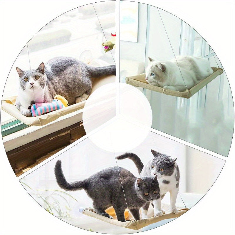 Extra Large Cat Window Hammock Bed with Heavy Duty Suction Cups - 13.61KG Weight Capacity, Hanging Indoor Cat Tree - Easy Install/Remove, Open Grid Design for Safety - Washable &amp; Durable Frame - Ideal for Multi-Cat Households