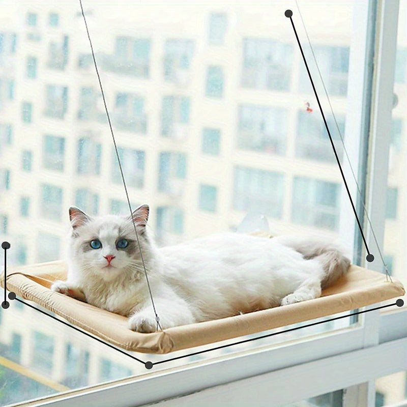 Extra Large Cat Window Hammock Bed with Heavy Duty Suction Cups - 13.61KG Weight Capacity, Hanging Indoor Cat Tree - Easy Install/Remove, Open Grid Design for Safety - Washable &amp; Durable Frame - Ideal for Multi-Cat Households