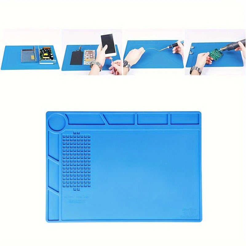 Tapis de soudure en silicone résistant à haute température, antidérapant et antistatique, avec zone magnétique, indispensable pour réparation téléphones et ordinateurs portables.