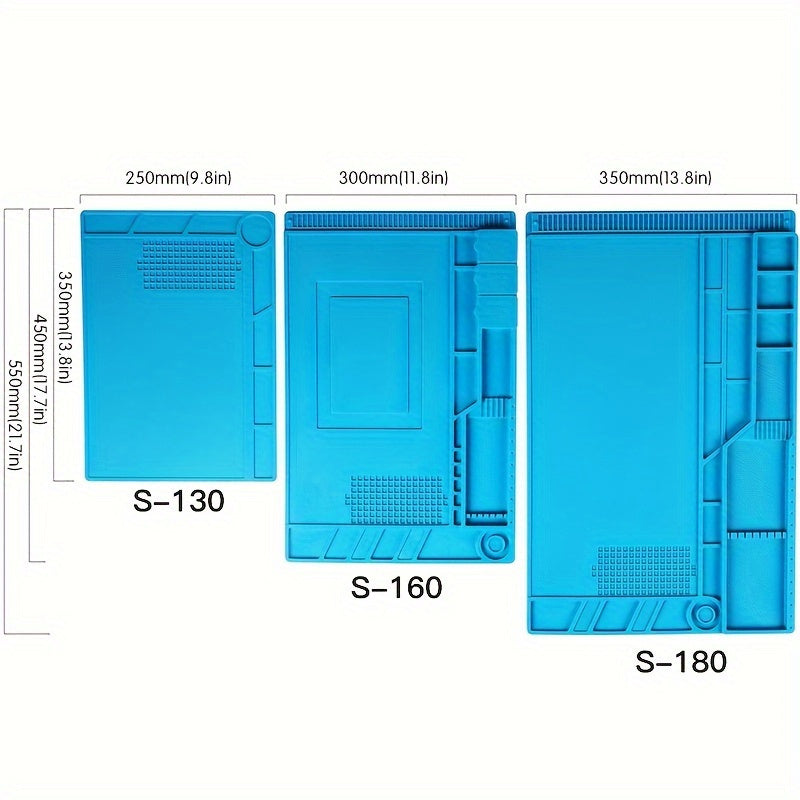 Tapis de soudure en silicone résistant à haute température, antidérapant et antistatique, avec zone magnétique, indispensable pour réparation téléphones et ordinateurs portables.