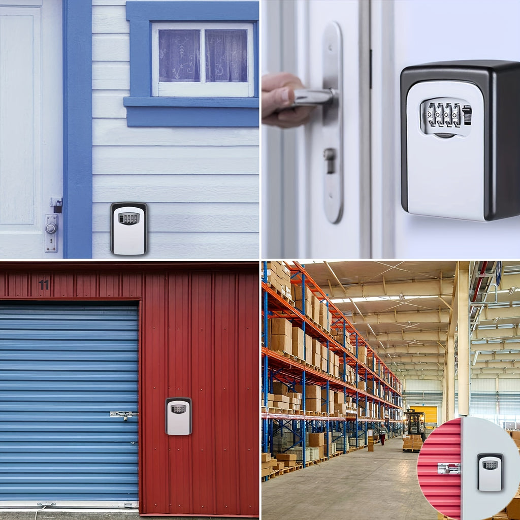 Boîte à clés sécurisée avec couvercle coulissant, combinaison personnalisable, capacité 8 clés, métal et plastique durable, accès facile sans clé.