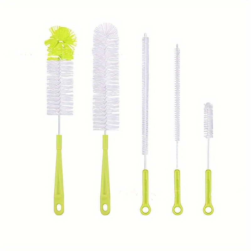 5pcs Bottle Cleaning Brush Set - Long Handle Bottle Cleaner for Washing Narrow Neck Beer Bottles, Durable Plastic Material, Ideal for Kitchen & Outdoor Use, Kitchen Cleaning Essentials|Ergonomic Brush|Flexible Cleaning Tool,