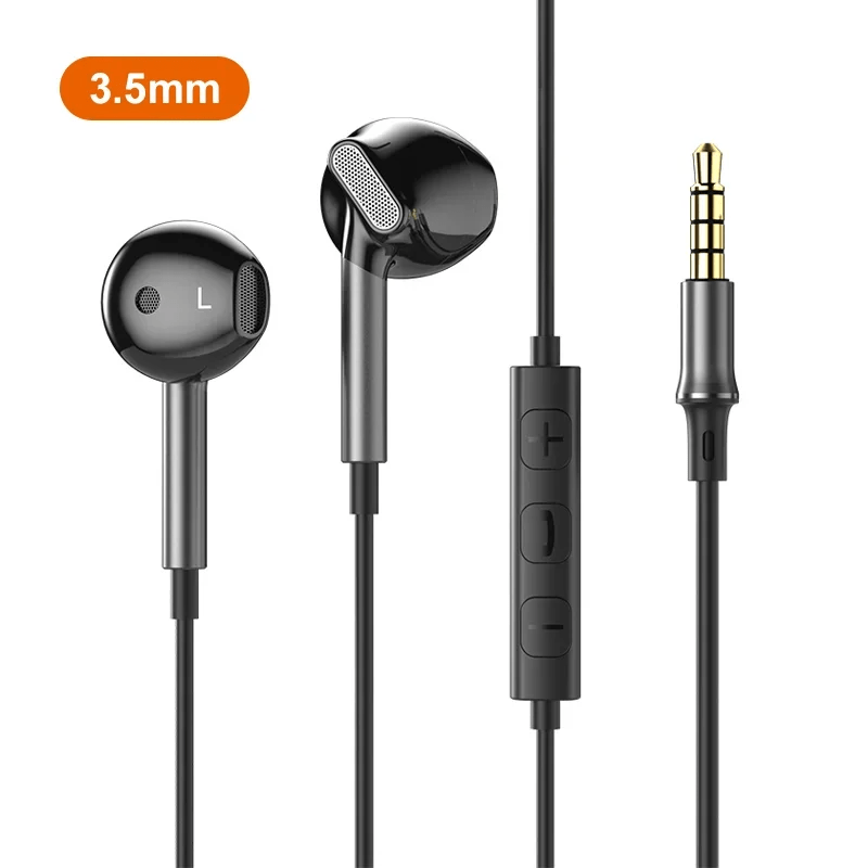 HiFi 9D Surround Sound USB Type C 3.5mm Wired Earbuds for 23 22 &amp; for iPhone 15 Pro Max - Premium Black Design, High-Resolution Audio, Comfortable Fit, Durable Plastic, Volume Control, Compatible with Smartphones, Gaming Head