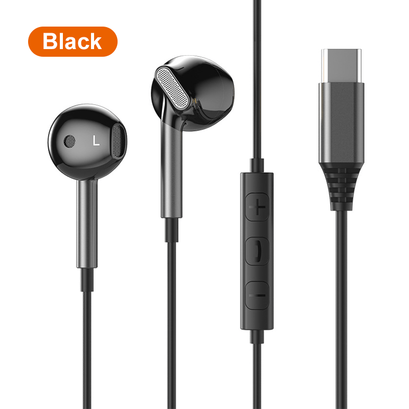 HiFi 9D Surround Sound USB Type C 3.5mm Wired Earbuds for 23 22 &amp; for iPhone 15 Pro Max - Premium Black Design, High-Resolution Audio, Comfortable Fit, Durable Plastic, Volume Control, Compatible with Smartphones, Gaming Head