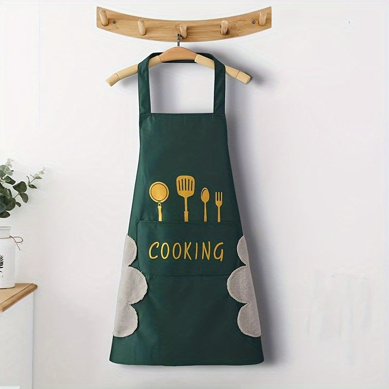 1pc, Polyester Apron, Simple Style Apron, Fashionable Home Kitchen Wear, Kitchen Supplies, Christmas, Halloween, Thanksgiving Gift, Easter Gift