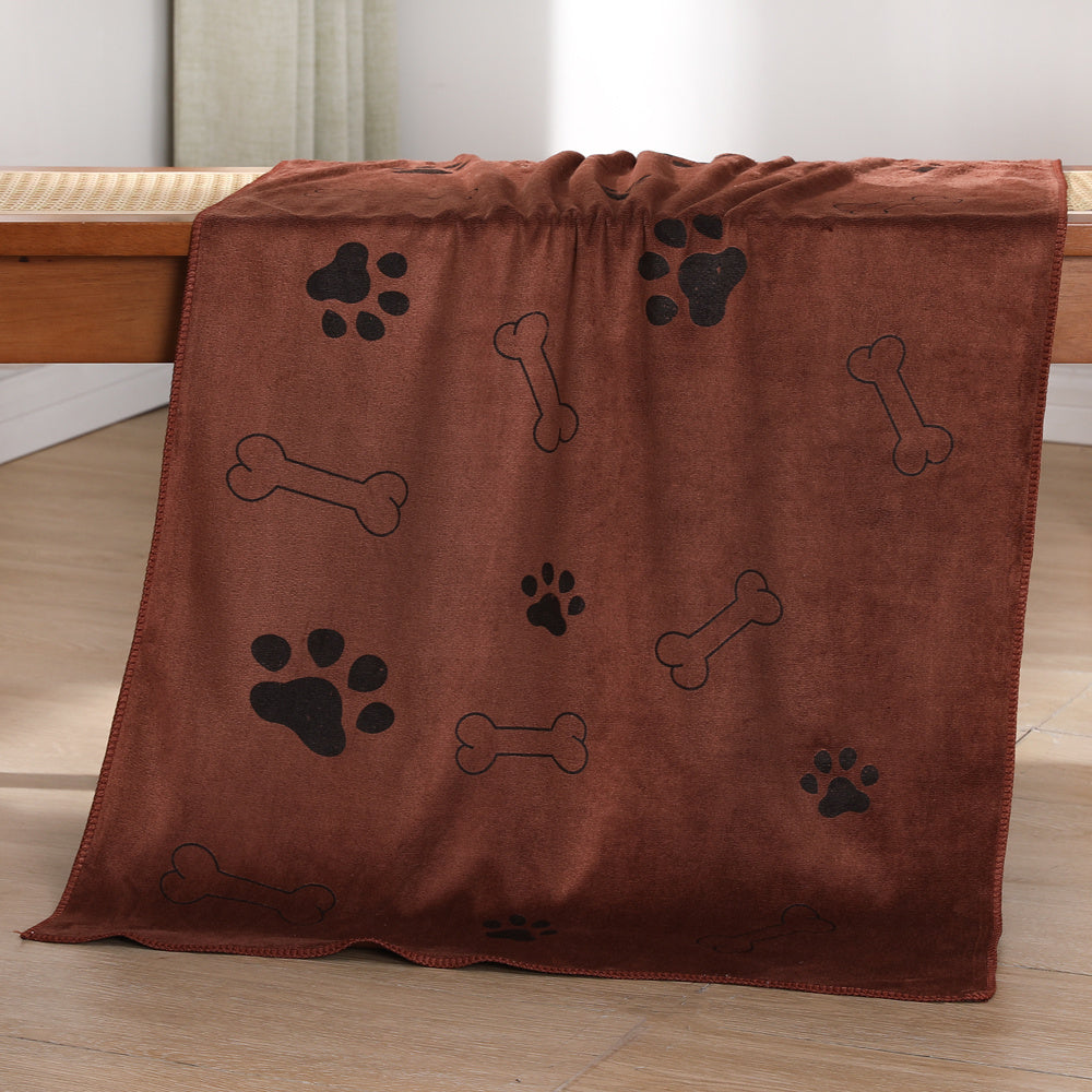 Serviette en microfibre pour chiens, ultra-absorbante, séchage rapide, motif os et patte, lavable en machine, adaptée toutes tailles et races.