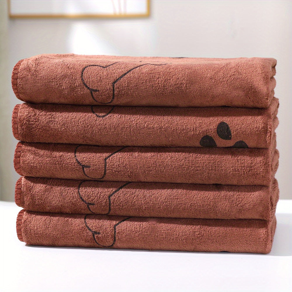 Microfiber Pet Towel for Dogs, Ultra-Absorbent &amp; Quick Drying, Bone &amp; Paw Print Pattern, Machine Washable - Ideal for All Breeds &amp; Sizes