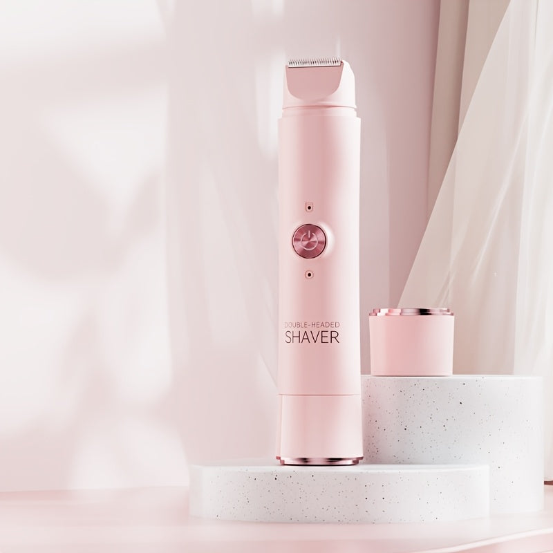 Rasoir électrique sans fil 2 en 1, rechargeable, double tête, pour corps et visage, bikini, aisselles, jambes et bras, humide ou sec.