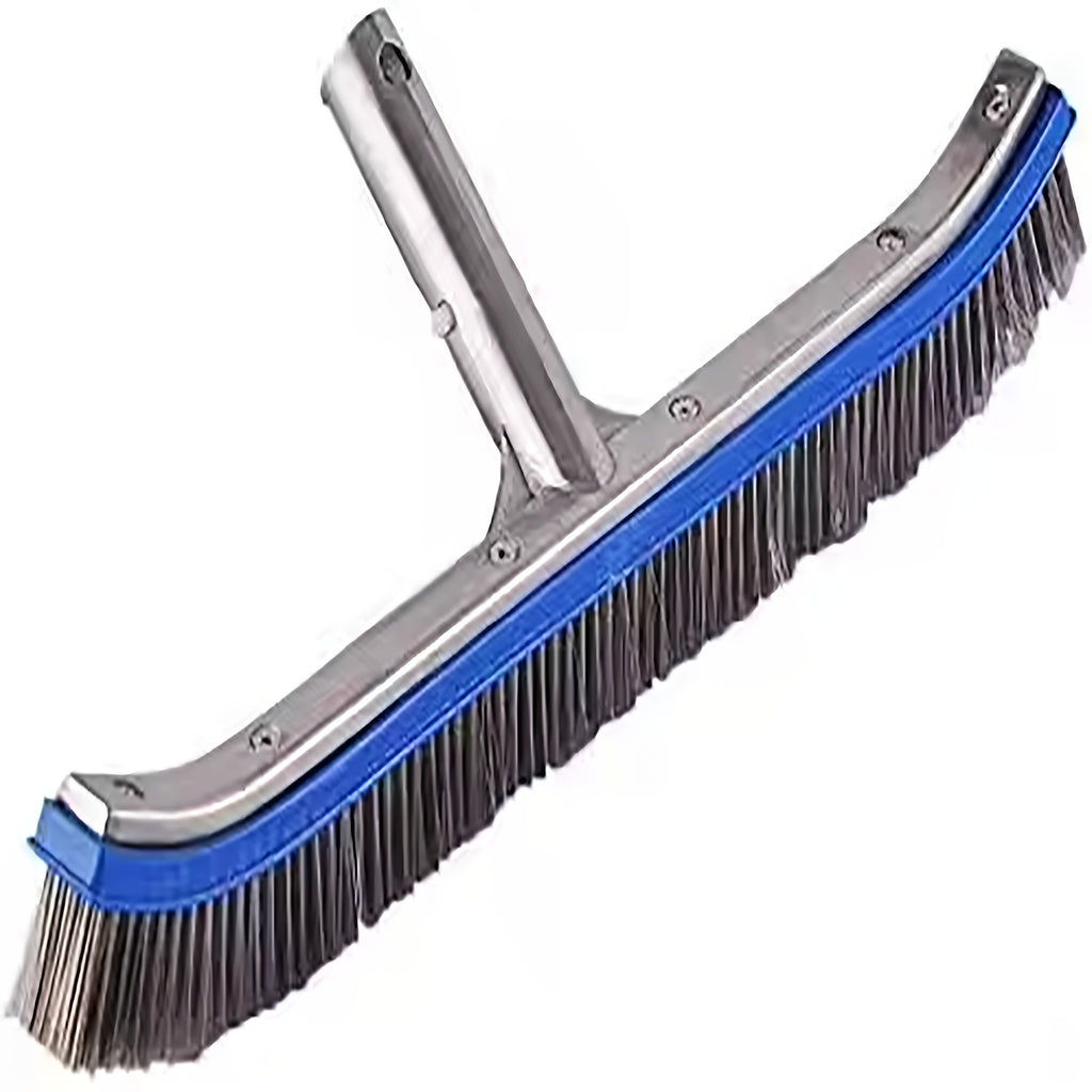 Brosse de 45 cm en aluminium et acier inoxydable, outil polyvalent pour piscine et aquarium, efficace contre algues, tête en fil métallique durable.