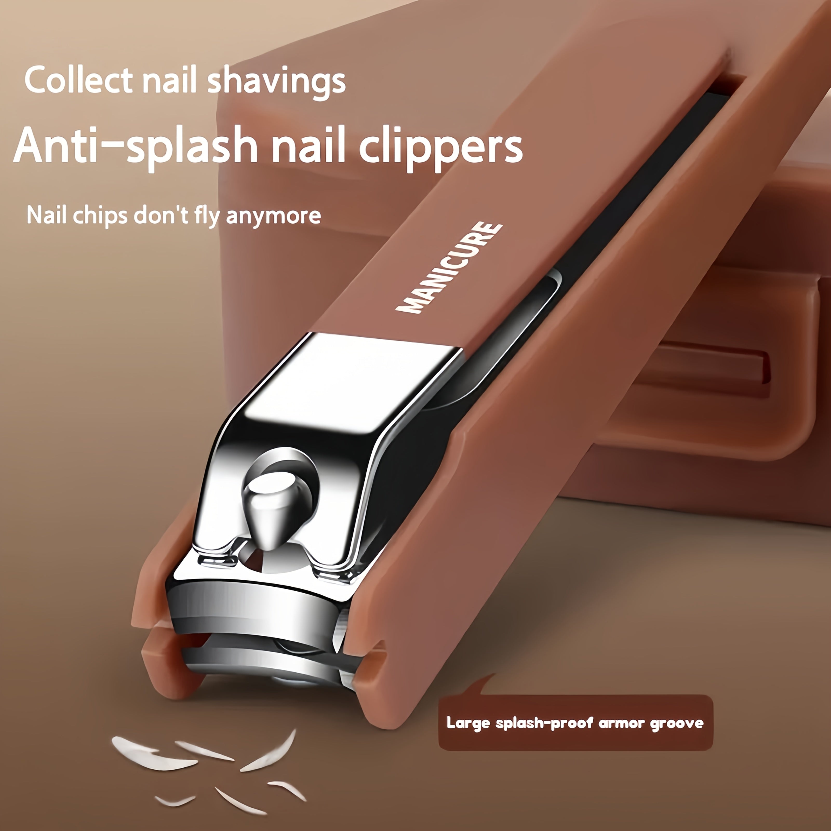 Set de 8 coupe-ongles en acier inoxydable avec boîte de rangement, étanche et portable, parfait pour soins personnels et voyage.