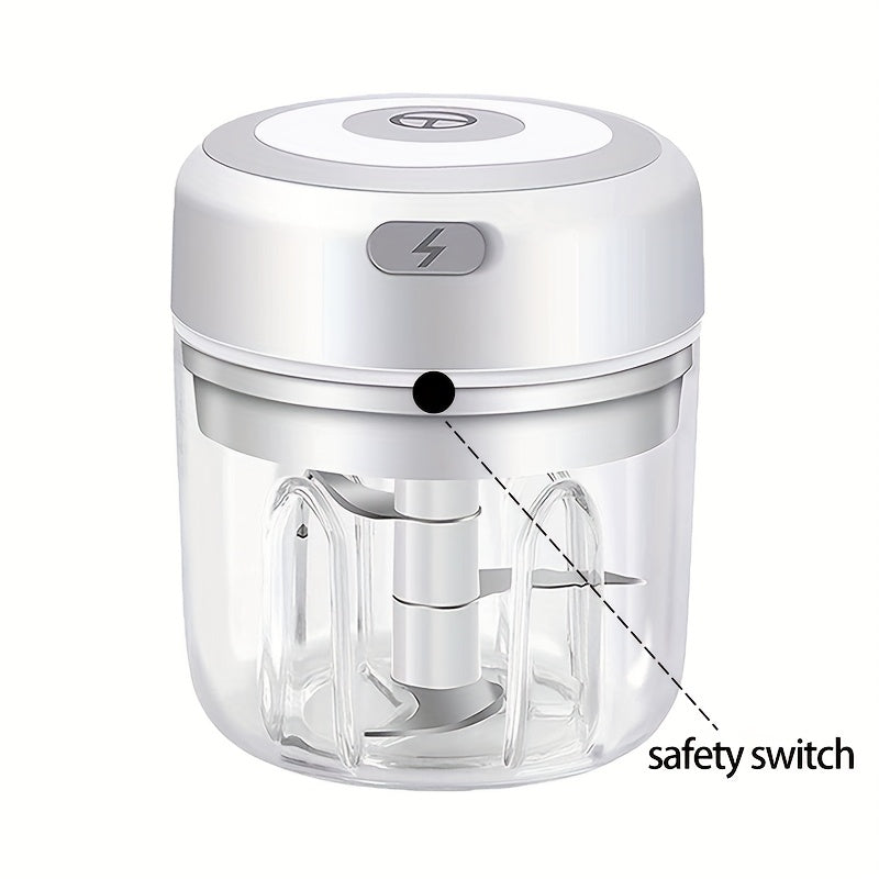 Mini robot culinaire 250 ml avec 3 lames en acier inoxydable, hache viande, légumes et fruits, compact, électrique, pratique pour préparation repas maison.