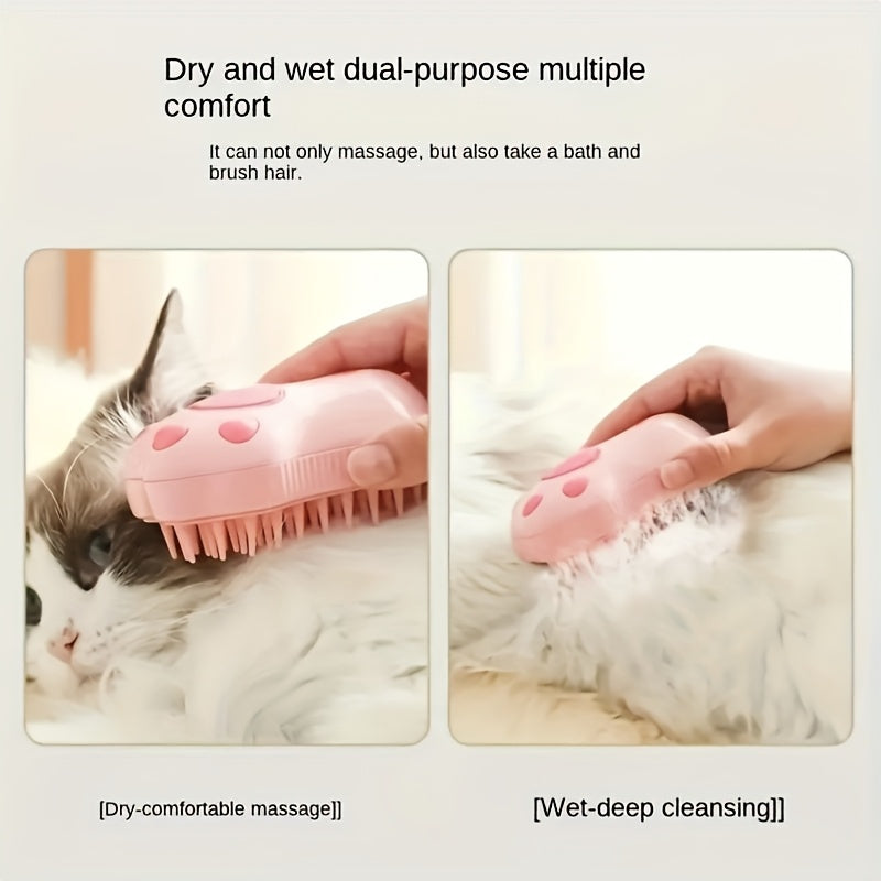 Brosse électrique 4-en-1 pour animaux. Outil de toilettage, élimine poils morts, démêle et hydrate, adapté aux poils courts et longs.