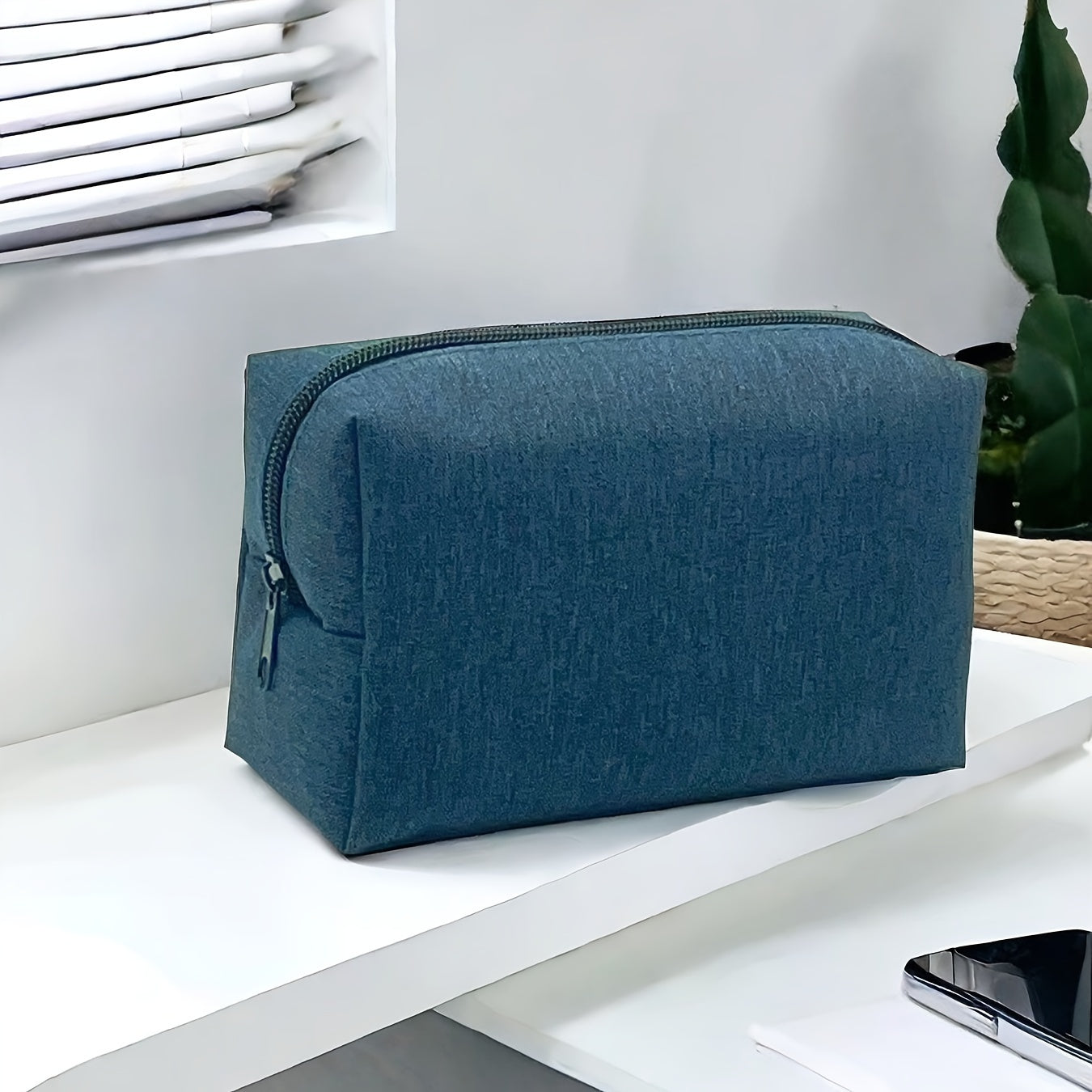 Trousse portable en tissu Oxford cationique – mini sac cosmétique, rangement pratique pour câbles, écouteurs, cosmétiques et petits objets.