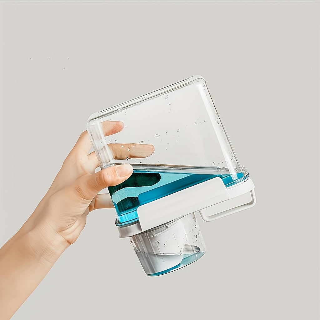 Large Capacity Laundry Detergent Dispenser with One-Touch Lever &amp; Spill-Proof Nozzle - Transparent Sealed Plastic Container, Hygienic Leakproof Lid
