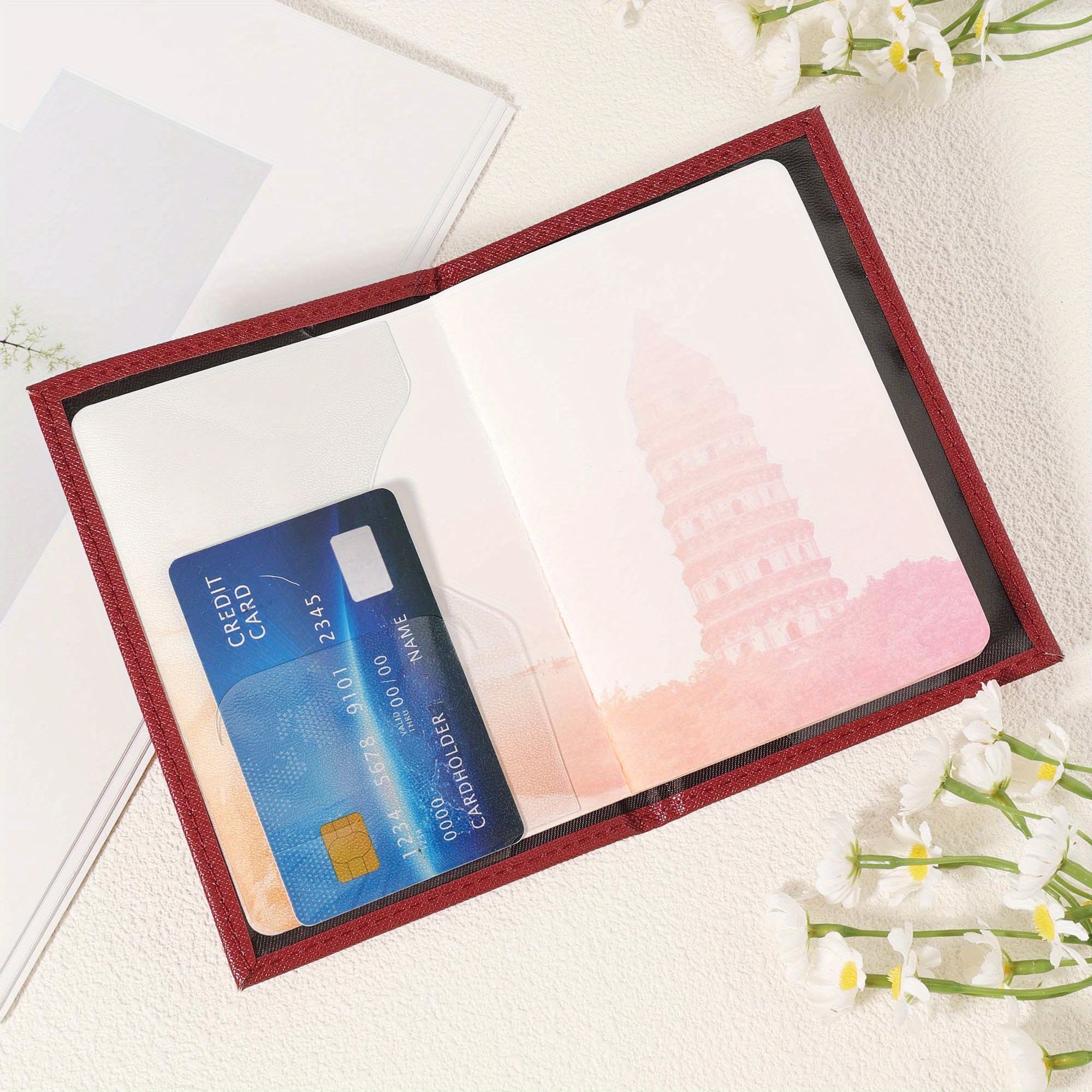 1pc Slim Passport Holder Wallet - Lightweight Travel document case with Open Closure, Nylon Interior - Compact Passport Organizer for Men & Women, Business or Vacation Trips - Available in White & other colors, Passport Trave