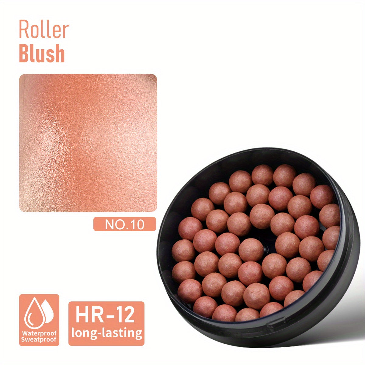 Blush roller à texture riche, fini brillant et mat, livré avec pinceau, crée un effet tridimensionnel éclatant, parfait maquillage quotidien et soirées.