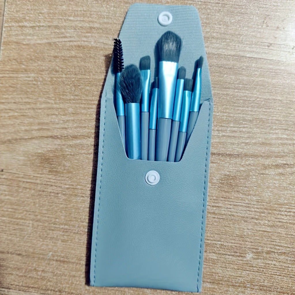 Hypoallergenic Polyester Bristle Makeup Brush Set, Wand Form Eye Shadow, Powder &amp; Brow Brushes, ABS Handle, For Normal Skin - Portable Travel Kit (1 Set)