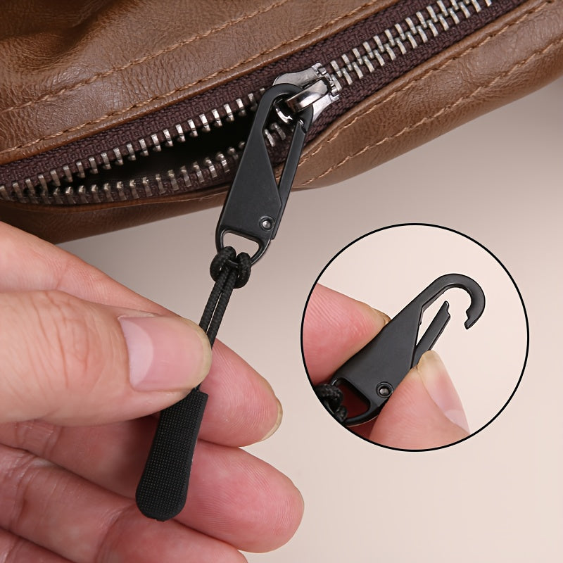 Lot de 41 tirettes de fermeture éclair noires, doubles faces, avec curseur détachable, idéales pour bagages, vêtements, sacs et accessoires outdoor.