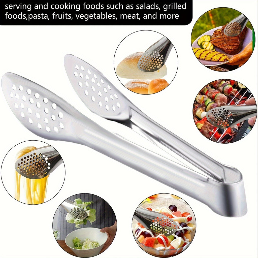 Lot de 6 pinces en acier inoxydable (17,78‑30,48 cm), résistantes à la chaleur et lave-vaisselle, idéales salades, BBQ, pâtes, fruits et buffet.