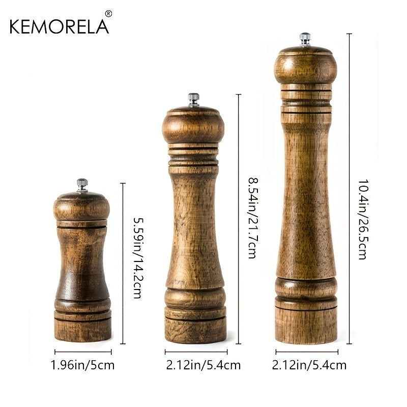 KEMORELA Handheld Manual Wooden Pepper Grinder - Classic Design, Durable Natural Material, Precision Grinding for Kitchen &amp; Dining, High-Quality Spice Mill, Culinary Accessories | Classic Kitchenware | Smooth Grip Design