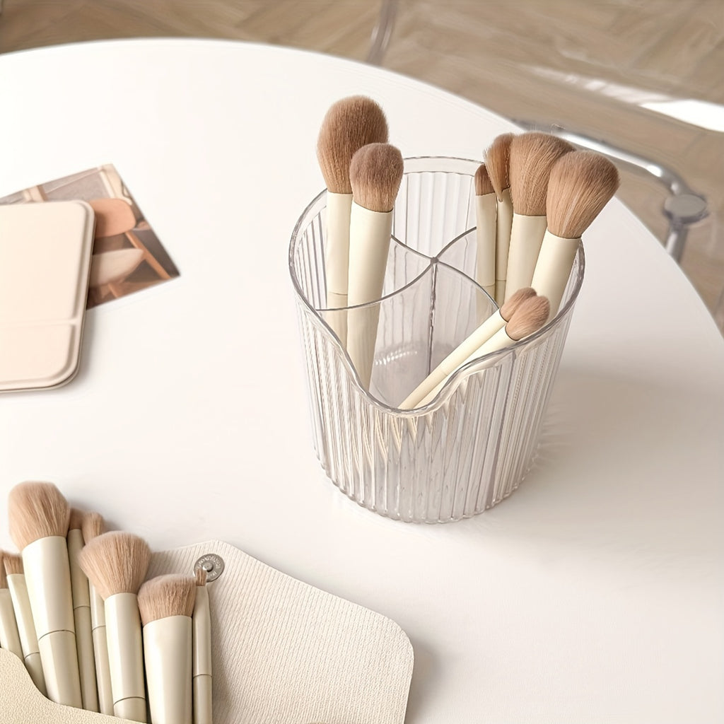 Set de 10 pinceaux maquillage avec étui cuir, poils doux hypoallergéniques, pour poudre, fond de teint, blush, yeux et highlighter, voyage pratique.