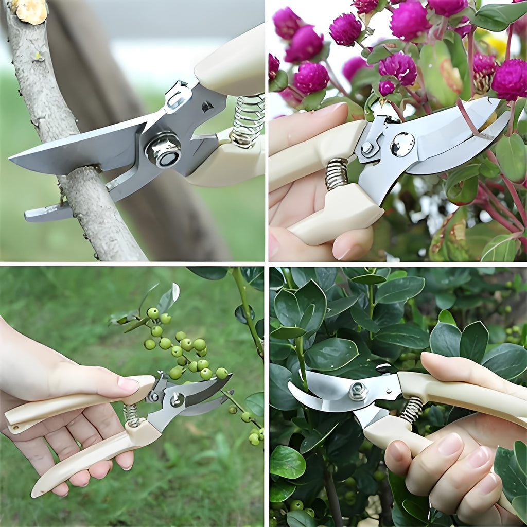 4pcs Gardening Tool Set: Pruning Shears, Trowel, Rake &amp; Shovel for Planting, Weeding – Ergonomic Wooden Handle, Ideal for Backyard &amp; Balcony