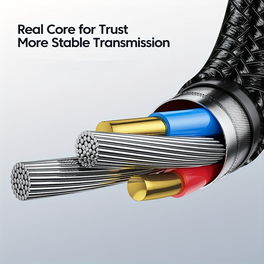 2pcs 3-in-1 Fast Charging Cable | Durable Nylon Braided, Compatible with iPhone, Samsung, Xiaomi, Oppo, Vivo, Redmi, OnePlus & More, Supports USB Charging, 10W Output Power