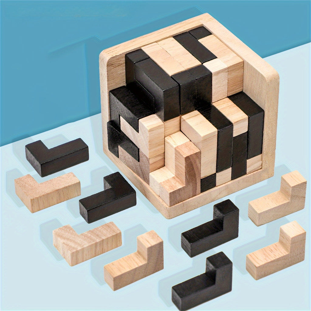 Lot de 54 pièces 3D Brain Teaser, jeu de cubes en bois. Cadeau parfait pour l'entraînement cérébral, Noël, anniversaires et décorations d'Halloween.