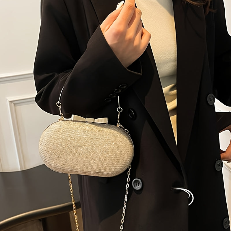 Sac à main élégant en sequins, style luxe discret, pochette de soirée avec chaîne, adapté toutes saisons, idéal banquet, rendez-vous et cadeau raffiné.