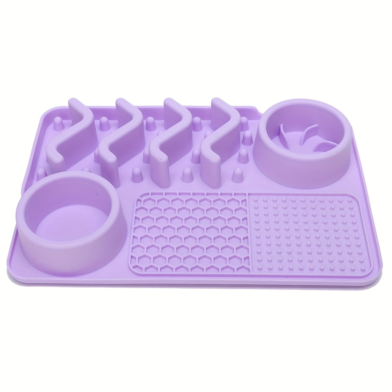 Bol antistress en silicone pour chiens et chats. Bol à quatre sections pour manger lentement, design vague mignon, aide à réduire l'anxiété.