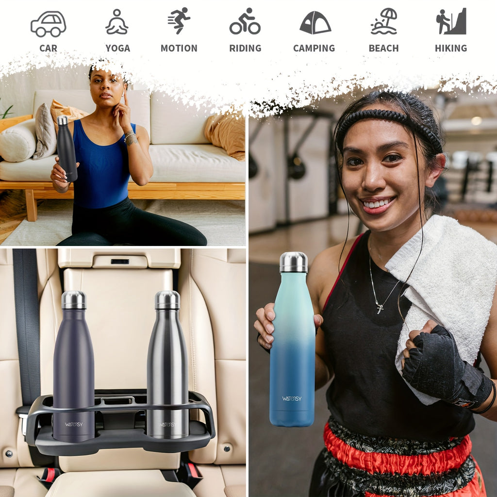 1pcs WATERSY Stainless Steel Water Bottle, 24 Hours Cold and 12 Hours Hot - Vacuum Sport Water Bottle - Perfect thermal flask, Insulated Bottles for Sports, Running, Cycling - 17oz/500ml