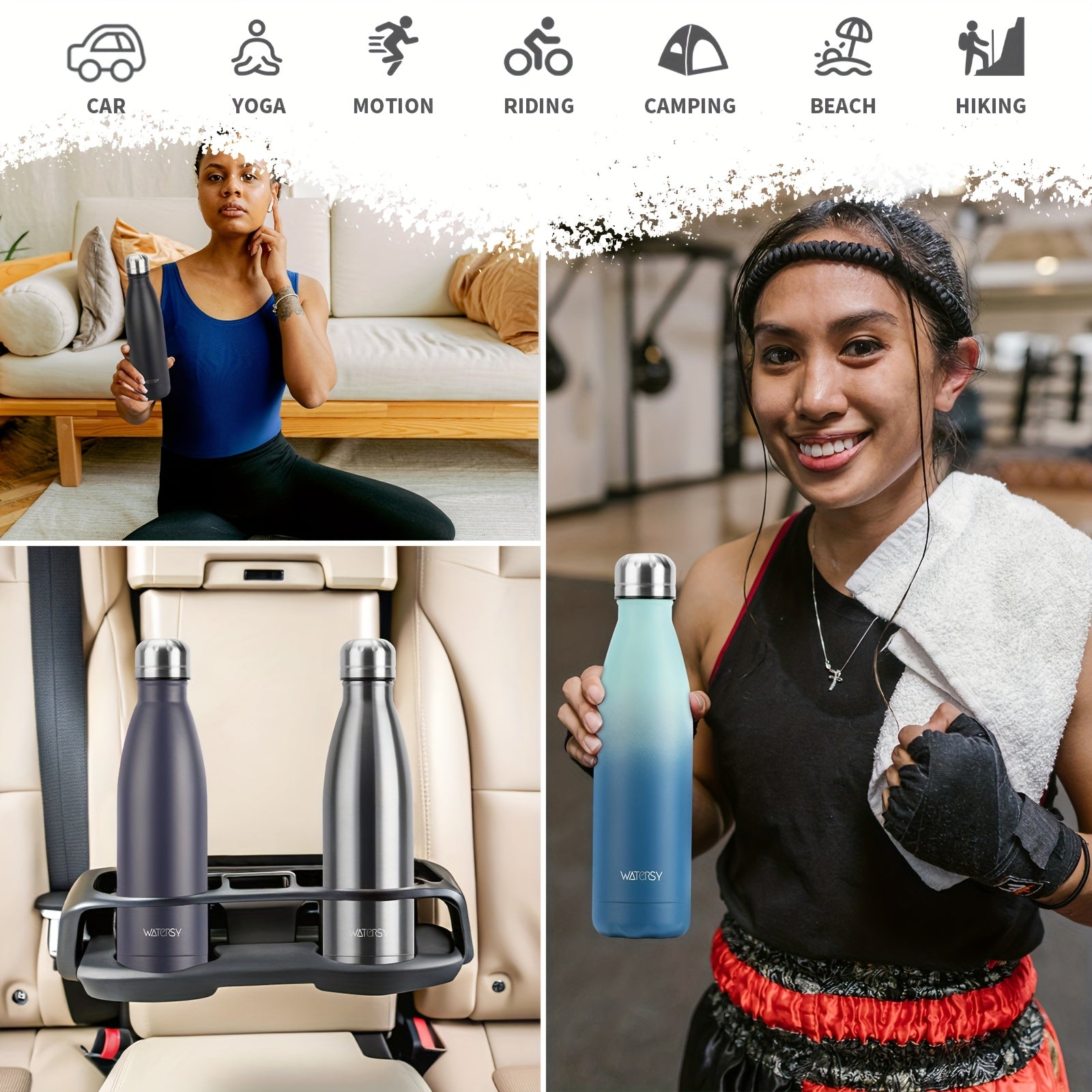 1pcs WATERSY Stainless Steel Water Bottle, 24 Hours Cold and 12 Hours Hot - Vacuum Sport Water Bottle - Perfect thermal flask, Insulated Bottles for Sports, Running, Cycling - 17oz/500ml