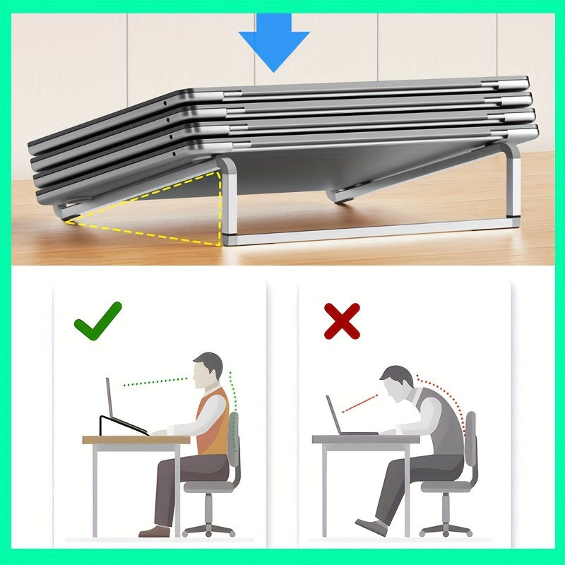 Sleek Aluminum Alloy Laptop Stand - Adjustable, Foldable &amp; Portable, with Sturdy Metal Frame for Desk &amp; Travel Use