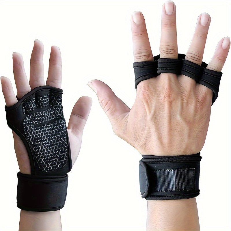 Gants sans doigts antidérapants et durables, offrant protection et confort, avec poignet réglable, parfaits pour musculation et entraînement fitness.