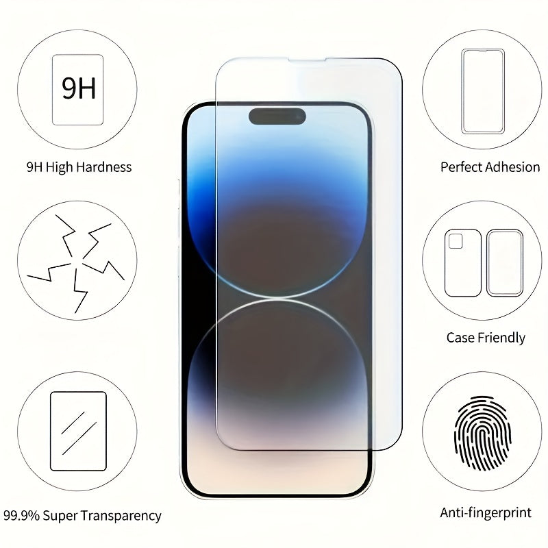 3pcs Premium Tempered Glass Screen Protector Film for iPhone 16 Pro Max Pro Plus, 15 14 13 12 11 Pro Max Plus, 12 Mini 13 Mini, X XR XS Max, 6/7/8 Plus, 7/8/SE2/SE3, 3pcs Full Cover Protection Film with HD Clarity, Anti-Scrat