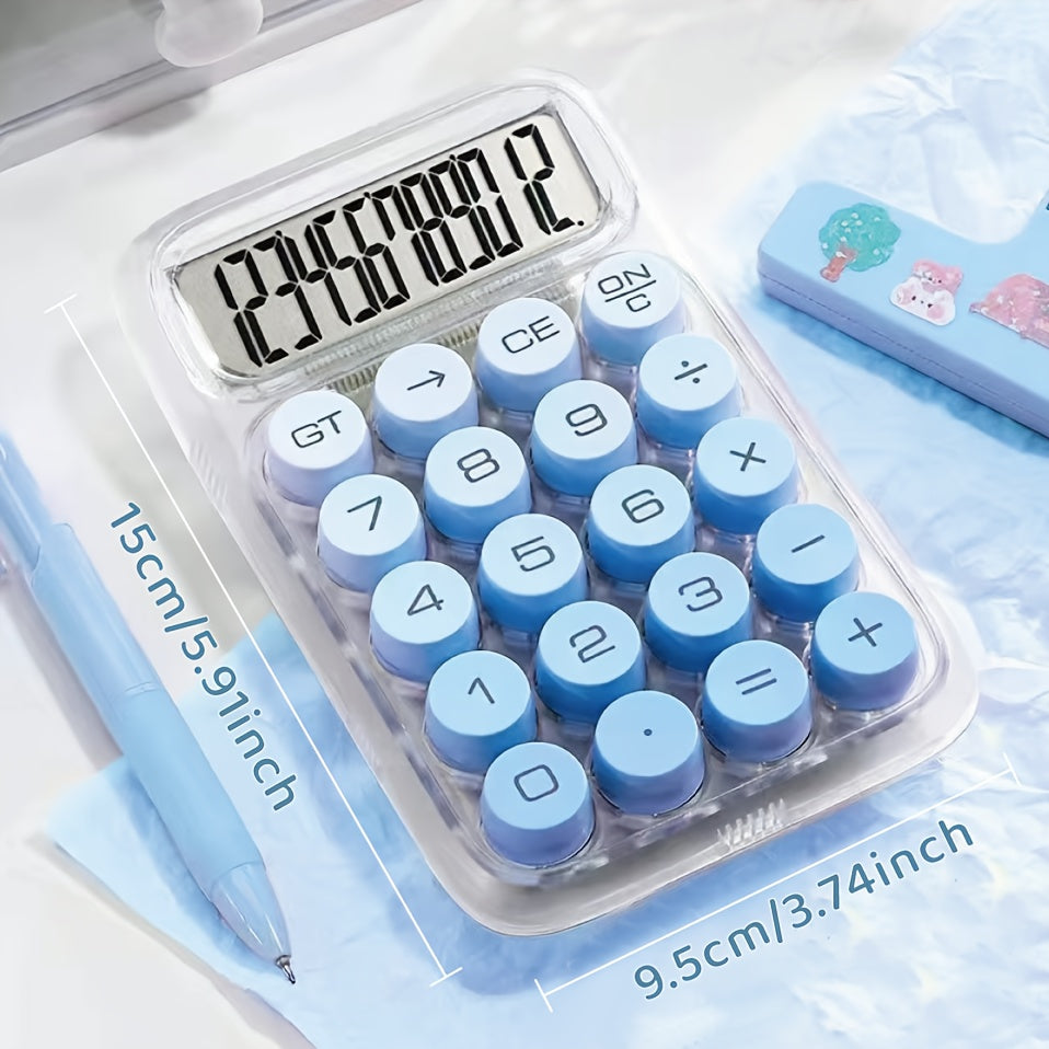 Calculatrice transparente Dopamine avec grand écran 12 chiffres, touches ergonomiques, design compact et durable, idéale pour bureau ou besoins spécifiques.