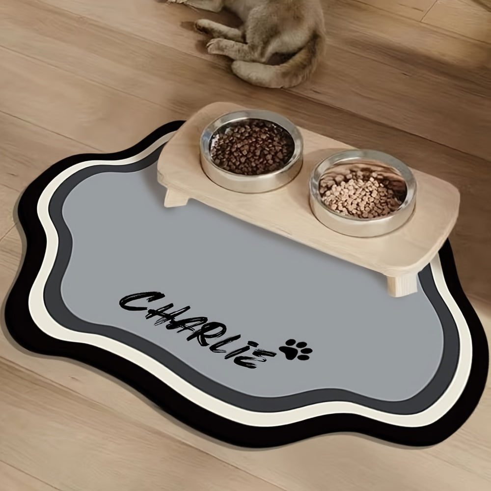 Tapis de repas personnalisé pour animaux, absorbant, antidérapant, séchage rapide, style nordique, caoutchouc durable, idéal intérieur pour chats et chiens.