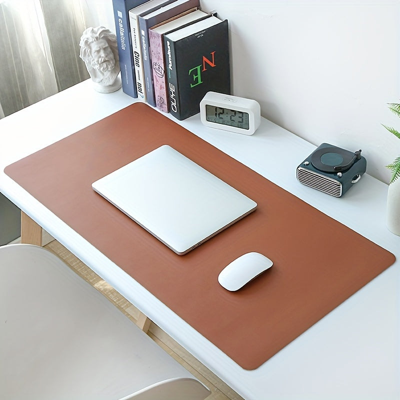Tapis de souris en cuir PU, résistant à l’eau et aux taches, antidérapant, simple et élégant, adapté bureau, clavier et espace de travail.