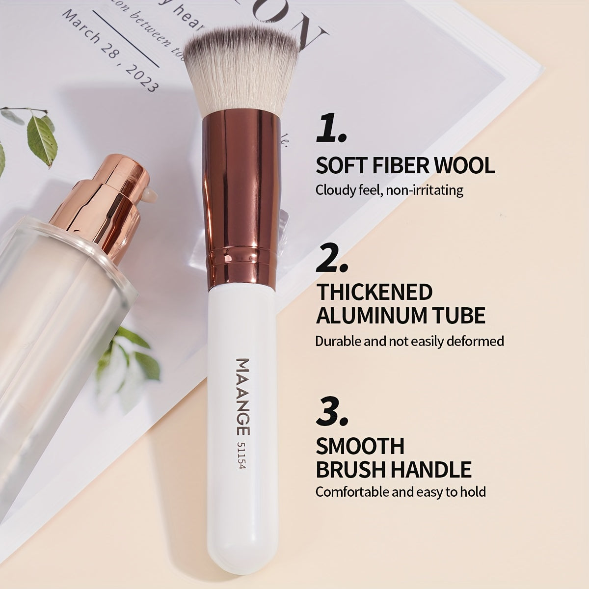 Set visage 3 pièces : pinceaux fond de teint, blush et cils, poils doux, livré avec boîte portable pour maquillage pratique.