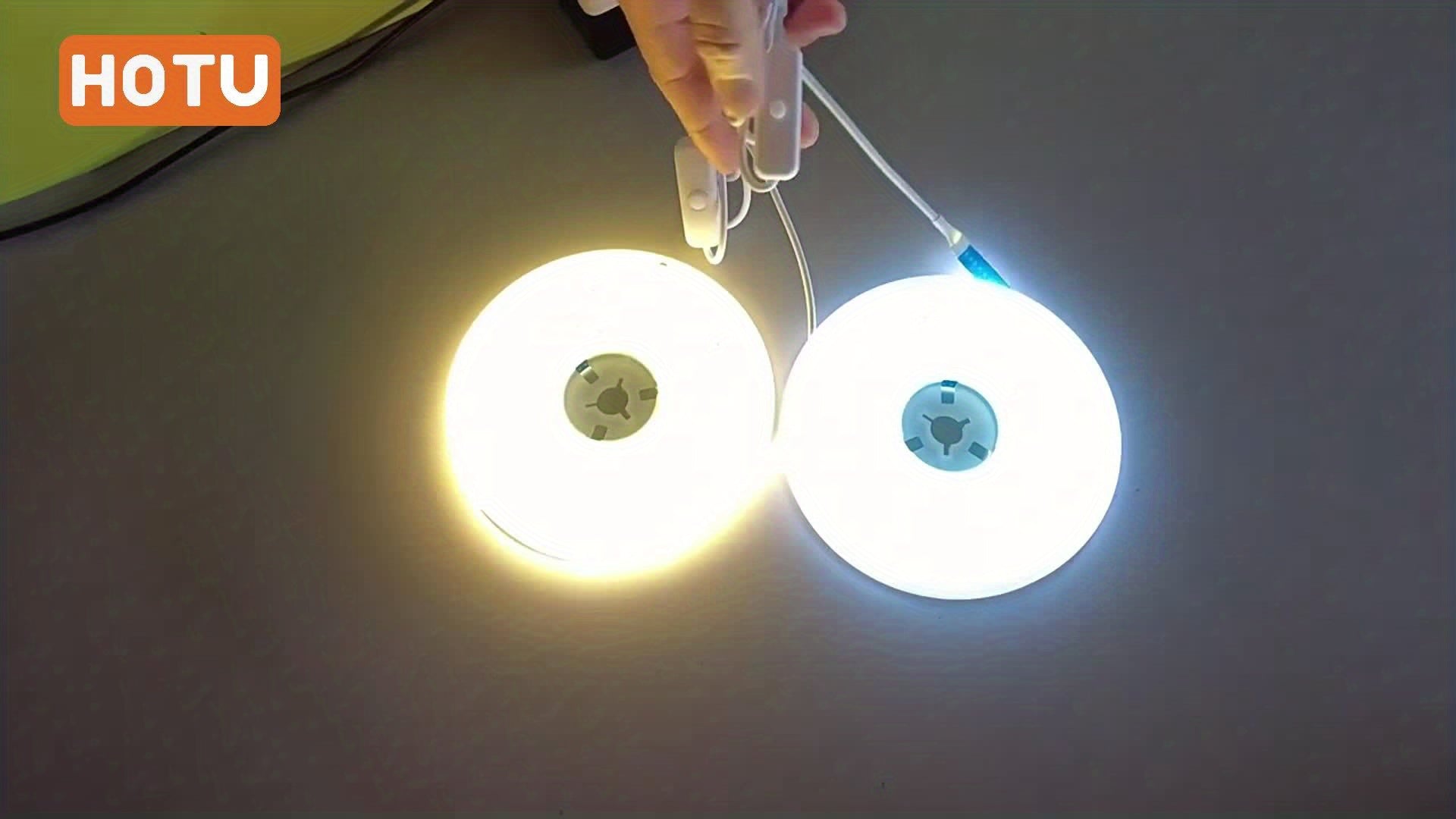 HOTU Thin COB LED Strip Light - USB-Powered Adhesive Flexible Cuttable Tape Light with 400 LEDs/M, Daylight &amp; Warm White (3000-6500K), Dotless Design for, Bedroom, Under Cabinet Lighting, Bedroom Lighting, Modern Lighting, Fl