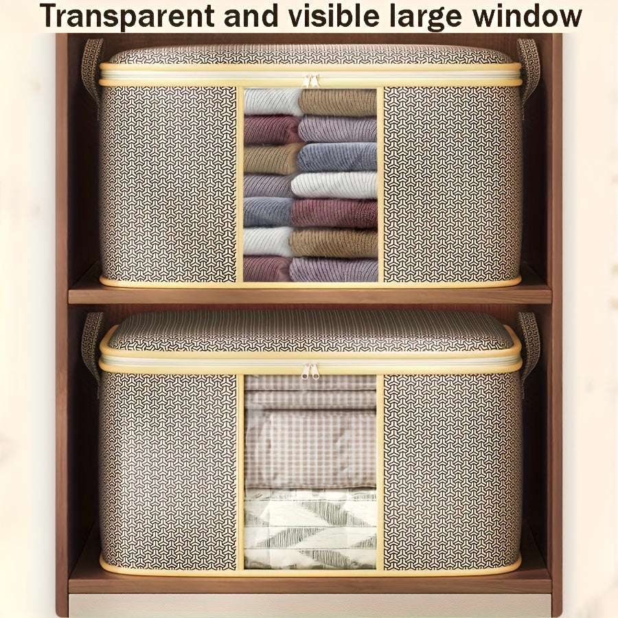 Lot de 3 grandes boîtes de rangement en tissu Oxford, fenêtre visible, fermeture éclair, anti-poussière, portable, idéal sous le lit pour vêtements et literie.